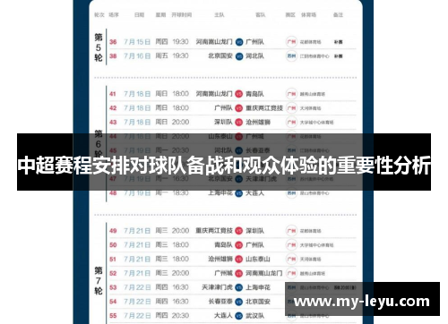 中超赛程安排对球队备战和观众体验的重要性分析