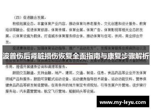 波普伤后肾脏损伤恢复全面指南与康复步骤解析